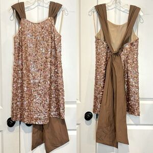 BCBG MaxAzria Tan Pink Sequin Bow Back Mini Dress 4